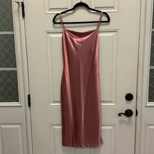 Pink satin dress. Size medium. Never worn